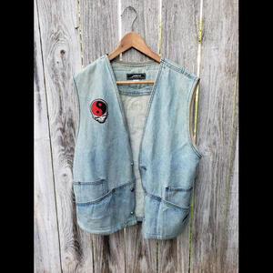 RARE 90s Vintage JNCO Denim Vest Custom Patches 100% Cotton